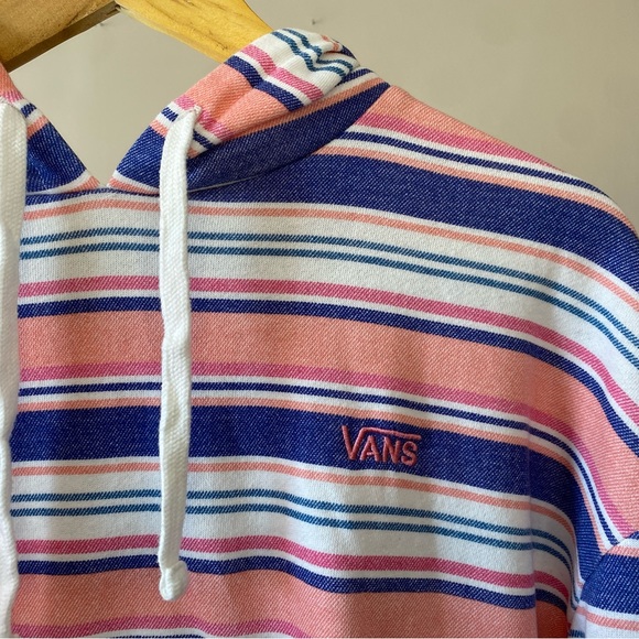 Vans Women Wazzy Coral Stripe Cropped Drawstring Hoodie - Picture 7 of 7